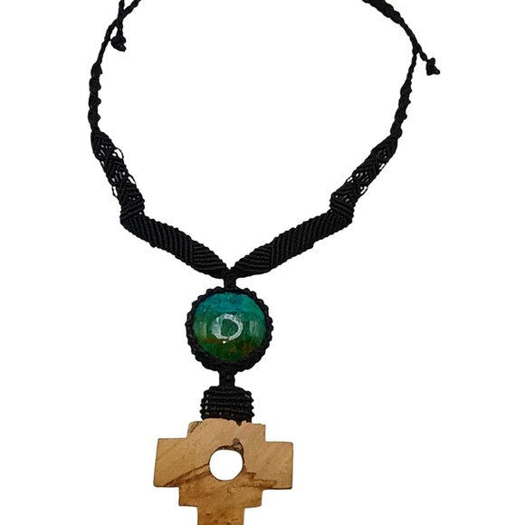 Chakana Macrame Necklace Handmade Natural Stone Chaana Inca